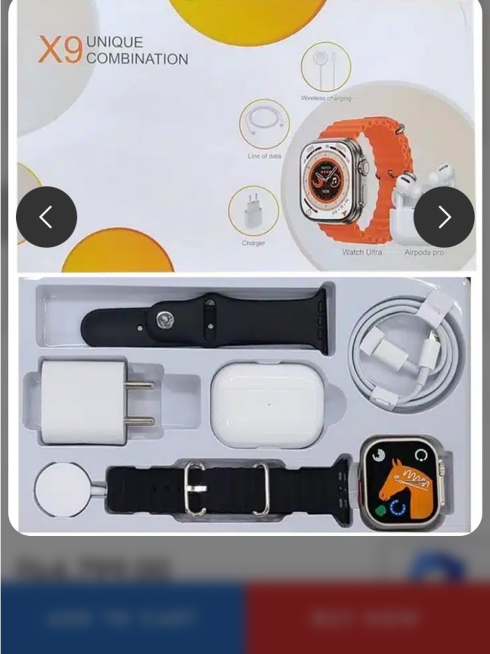 X9 UNIQUE Smartwatch Combo with Black Bands and Orange Watch Face NIB